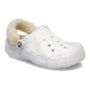 Baya Lined Clog z podszewką z puszystego materiału i marmurkowym paskiem „White Multi”