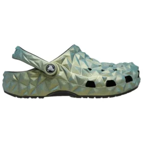 Classic Clog z geometrycznym wzorem w opalizujących kolorach „Green”