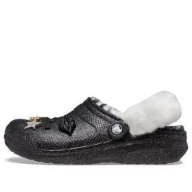 Classic Lined Clog disco z podszewką i Glitter „czarno-białe”