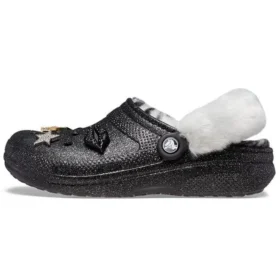 Classic Lined Clog disco z podszewką i Glitter „czarno-białe”