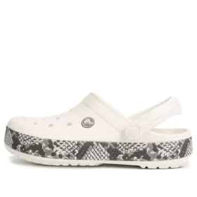 Crocband Snake Print Chodaki „White Black”