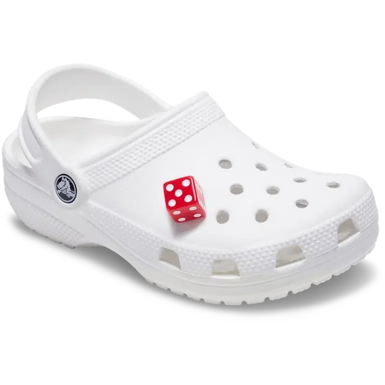 Czerwone przypinki Jibbitz™ w kształcie kości do gry Czerwone przypinki Jibbitz™ w kształcie kości do gry