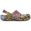 Klasyczne chodaki w stylu retro z motywem kwiatowym „Yellow Pink”