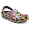 Klasyczne chodaki w stylu retro z motywem kwiatowym „Yellow Pink”
