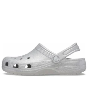 Klasyczne chodaki z brokatem „Silver”