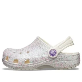 Klasyczne chodaki z brokatem „Silver White”
