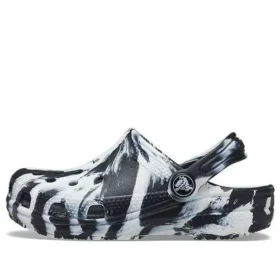 Klasyczne chodaki z marmurkowym wzorem „Black White”