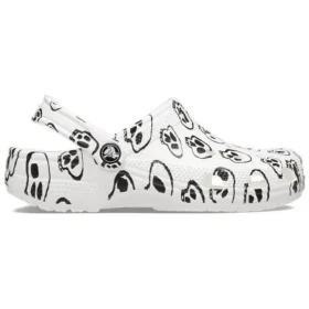 Klasyczne chodaki z nadrukiem czaszek „White Black”