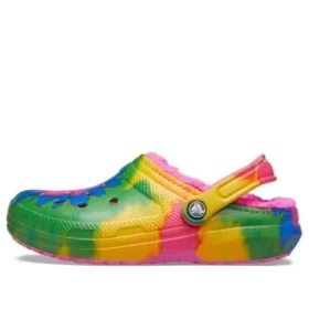 Klasyczne Fuzz-Lined Clogi w stylu Tie-Dye „Multi-Color”