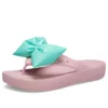 Klasyczne japonki na platformie z kokardką „Pink Teal”