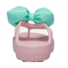 Klasyczne japonki na platformie z kokardką „Pink Teal”