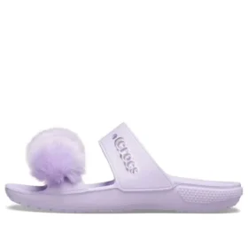 Klasyczne sandały wsuwane z futerkiem „Lilac”