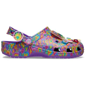 Lisa Frank x Classic Clog „Neon Purple Multi Hearts”