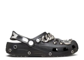 Louane x Classic Clog „Black Metallic Silver Chain”