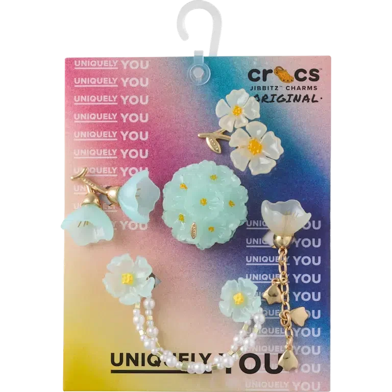 Przypinki Jibbitz™ „Blue Dainty Floral” – zestaw 5 sztuk Przypinki Jibbitz™ „Blue Dainty Floral” – zestaw 5 sztuk