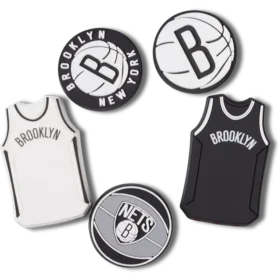 Przypinki Jibbitz™ NBA Brooklyn Nets – zestaw 5 sztuk