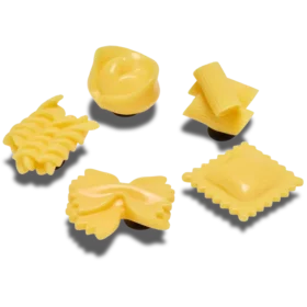Przypinki Jibbitz „Realistyczny makaron” – zestaw 5 sztuk