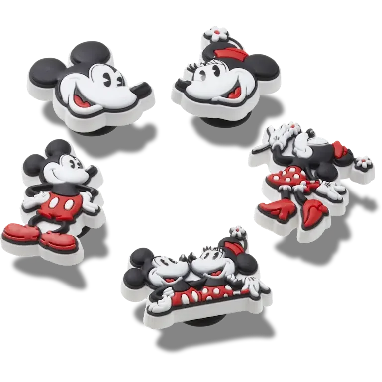 Przypinki Jibbitz z Mickey i Minnie (5 sztuk) z PVC Przypinki Jibbitz z Mickey i Minnie (5 sztuk) z PVC
