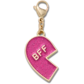 Różowa błyszcząca zawieszka „BFF” – lewa przypinka do butów Jibbitz