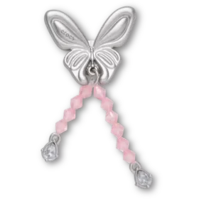 Srebrne przypinki Jibbitz „Meta Butterfly” z koralikami