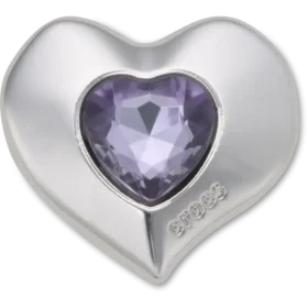 Srebrno-fioletowe przypinki Jibbitz™ Smt Gem Heart
