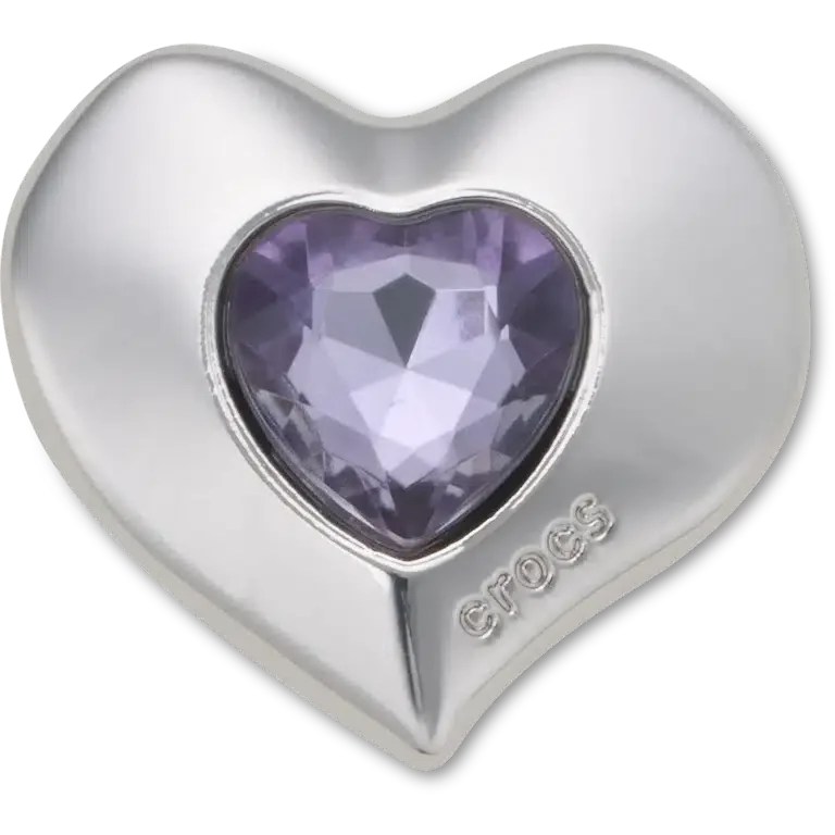 Srebrno-fioletowe przypinki Jibbitz™ Smt Gem Heart Srebrno-fioletowe przypinki Jibbitz™ Smt Gem Heart