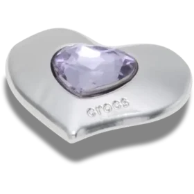 Srebrno-fioletowe przypinki Jibbitz™ Smt Gem Heart