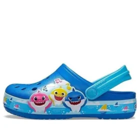 Zabawne sandały sportowe na płaskim obcasie „Funny Shark Small Crocs” w kolorze niebieskim Zabawne sandały sportowe na płaskim obcasie „Funny Shark Small Crocs” w kolorze niebieskim