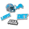 Zestaw 5 przypinek do butów Jibbitz z motywem Detroit Lions z ligi NFL Zestaw 5 przypinek do butów Jibbitz z motywem Detroit Lions z ligi NFL