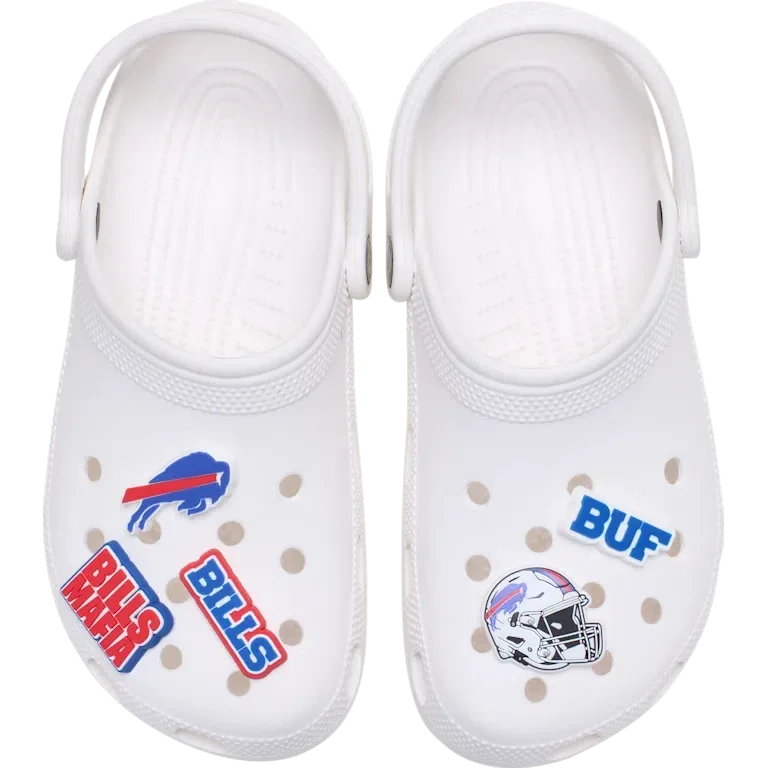 Zestaw 5 przypinek do butów Jibbitz z motywem drużyny NFL Buffalo Bills Zestaw 5 przypinek do butów Jibbitz z motywem drużyny NFL Buffalo Bills
