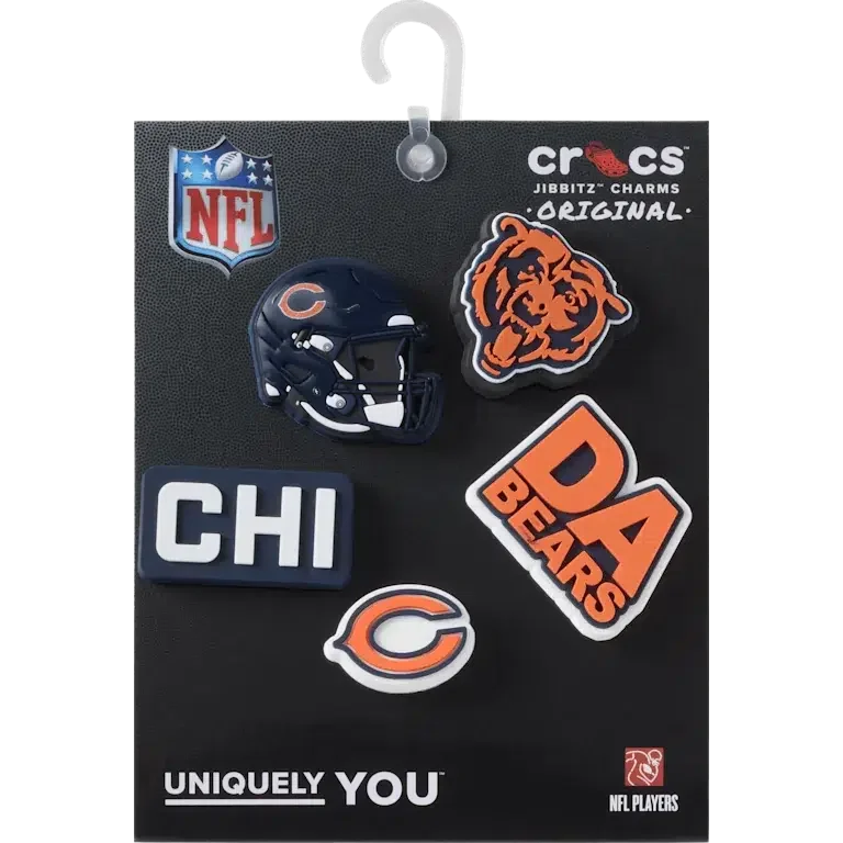 Zestaw 5 przypinek do butów Jibbitz z motywem drużyny NFL Chicago Bears Zestaw 5 przypinek do butów Jibbitz z motywem drużyny NFL Chicago Bears