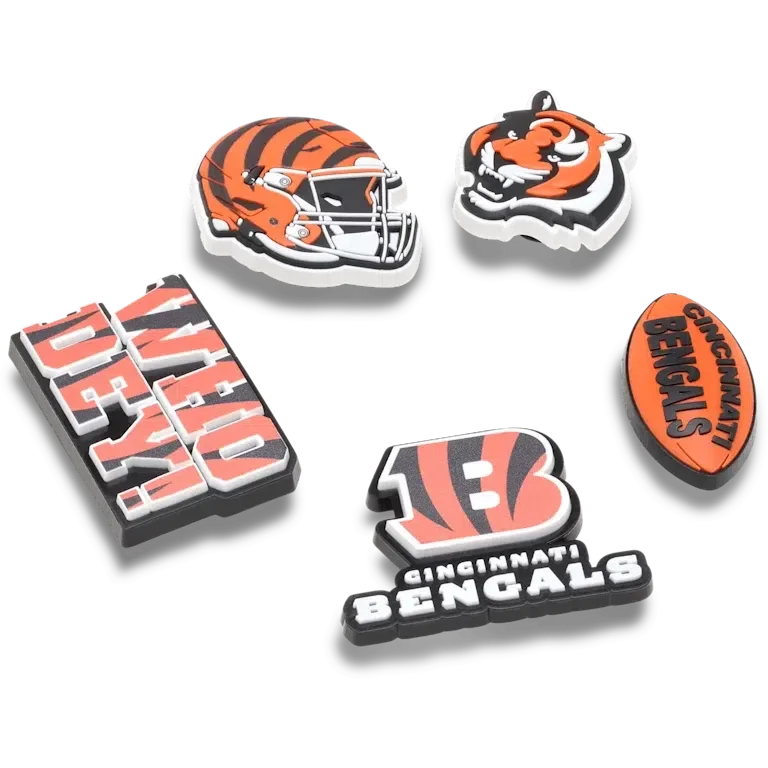 Zestaw 5 przypinek do butów Jibbitz™ z motywem drużyny NFL Cincinnati Bengals Zestaw 5 przypinek do butów Jibbitz™ z motywem drużyny NFL Cincinnati Bengals
