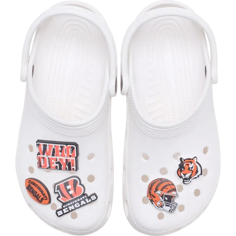 Zestaw 5 przypinek do butów Jibbitz™ z motywem drużyny NFL Cincinnati Bengals Zestaw 5 przypinek do butów Jibbitz™ z motywem drużyny NFL Cincinnati Bengals