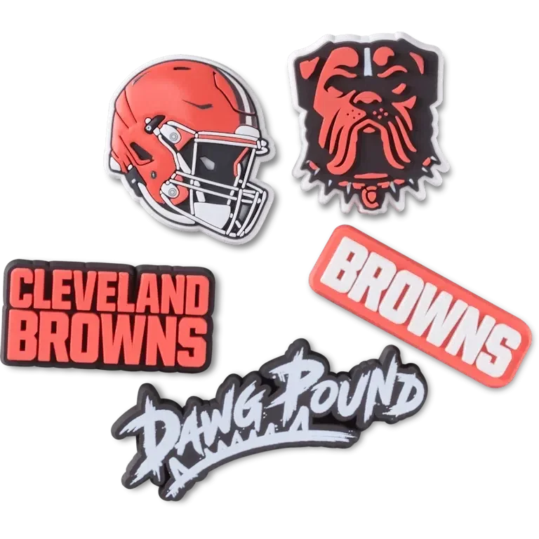 Zestaw 5 przypinek do butów Jibbitz z motywem drużyny NFL Cleveland Browns Zestaw 5 przypinek do butów Jibbitz z motywem drużyny NFL Cleveland Browns