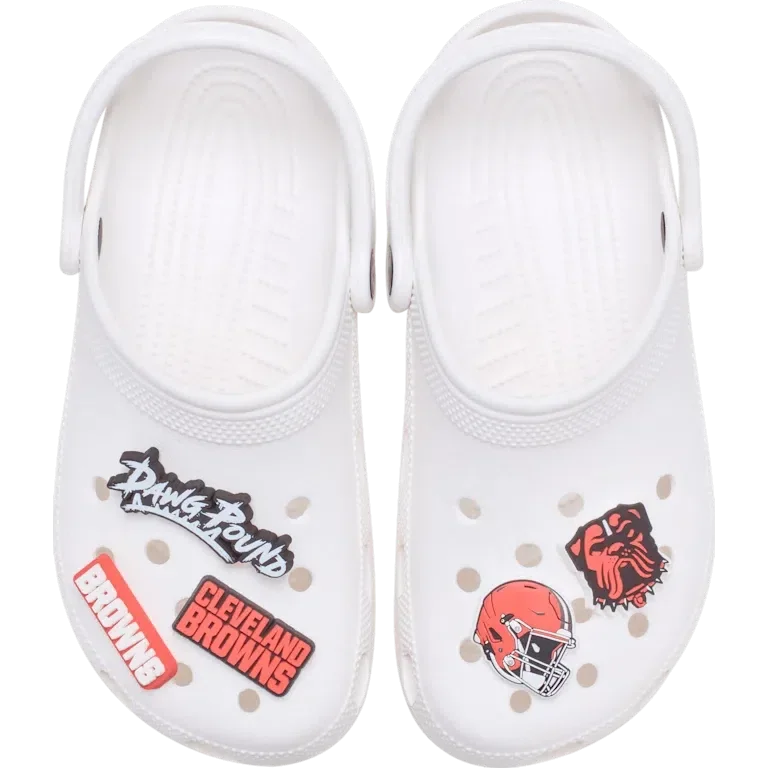 Zestaw 5 przypinek do butów Jibbitz z motywem drużyny NFL Cleveland Browns Zestaw 5 przypinek do butów Jibbitz z motywem drużyny NFL Cleveland Browns