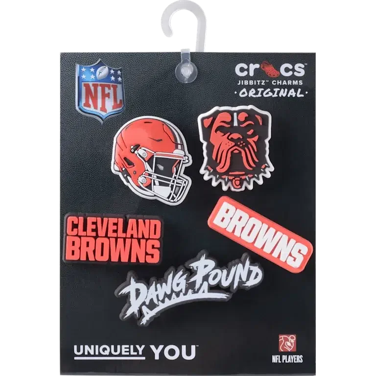 Zestaw 5 przypinek do butów Jibbitz z motywem drużyny NFL Cleveland Browns Zestaw 5 przypinek do butów Jibbitz z motywem drużyny NFL Cleveland Browns