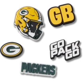 Zestaw 5 przypinek do butów Jibbitz z motywem drużyny NFL Green Bay Packers