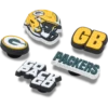Zestaw 5 przypinek do butów Jibbitz z motywem drużyny NFL Green Bay Packers Zestaw 5 przypinek do butów Jibbitz z motywem drużyny NFL Green Bay Packers