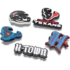 Zestaw 5 przypinek do butów Jibbitz z motywem drużyny NFL Houston Texans Zestaw 5 przypinek do butów Jibbitz z motywem drużyny NFL Houston Texans