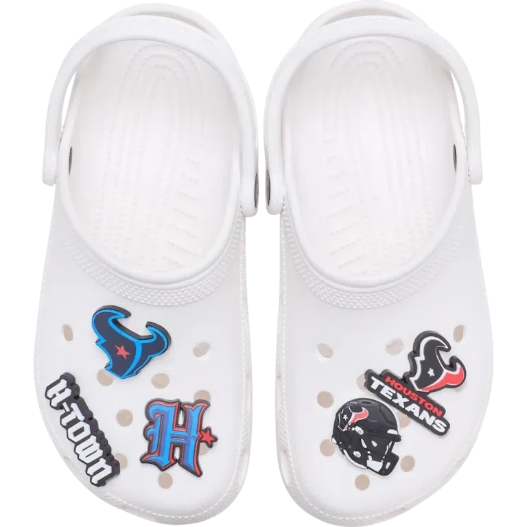 Zestaw 5 przypinek do butów Jibbitz z motywem drużyny NFL Houston Texans Zestaw 5 przypinek do butów Jibbitz z motywem drużyny NFL Houston Texans