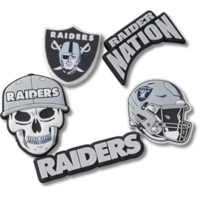 Zestaw 5 przypinek do butów Jibbitz™ z motywem drużyny NFL Las Vegas Raiders