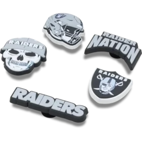 Zestaw 5 przypinek do butów Jibbitz™ z motywem drużyny NFL Las Vegas Raiders