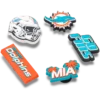 Zestaw 5 przypinek do butów Jibbitz z motywem drużyny NFL Miami Dolphins Zestaw 5 przypinek do butów Jibbitz z motywem drużyny NFL Miami Dolphins