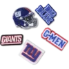 Zestaw 5 przypinek do butów Jibbitz z motywem drużyny NFL New York Giants Zestaw 5 przypinek do butów Jibbitz z motywem drużyny NFL New York Giants