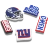 Zestaw 5 przypinek do butów Jibbitz z motywem drużyny NFL New York Giants Zestaw 5 przypinek do butów Jibbitz z motywem drużyny NFL New York Giants