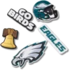 Zestaw 5 przypinek do butów Jibbitz z motywem drużyny NFL Philadelphia Eagles Zestaw 5 przypinek do butów Jibbitz z motywem drużyny NFL Philadelphia Eagles