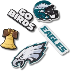 Zestaw 5 przypinek do butów Jibbitz z motywem drużyny NFL Philadelphia Eagles