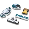 Zestaw 5 przypinek do butów Jibbitz z motywem drużyny NFL Philadelphia Eagles Zestaw 5 przypinek do butów Jibbitz z motywem drużyny NFL Philadelphia Eagles