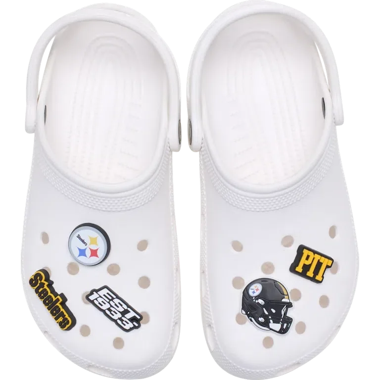 Zestaw 5 przypinek do butów Jibbitz z motywem drużyny NFL Pittsburgh Steelers Zestaw 5 przypinek do butów Jibbitz z motywem drużyny NFL Pittsburgh Steelers