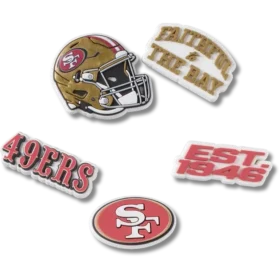 Zestaw 5 przypinek do butów Jibbitz z motywem drużyny NFL San Francisco 49ers